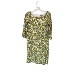 J. Jill Green Printed 3/4 Sleeve Office Career Work Business Corporate Dress 6